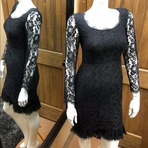 Serge & Real Black lace long sleeves dress S 2/4